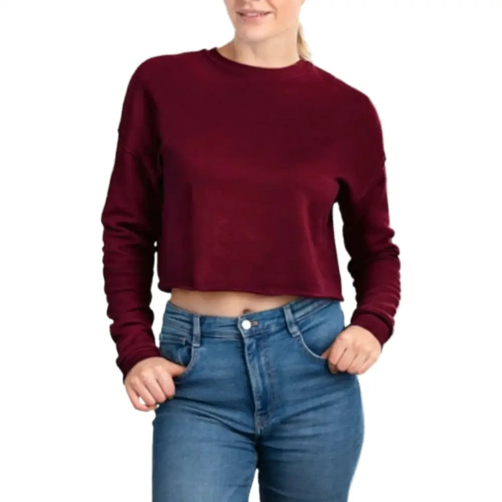 Customised Long Sleeve Ladies’ Cropped Sweatshirts - DTF - Crop Top