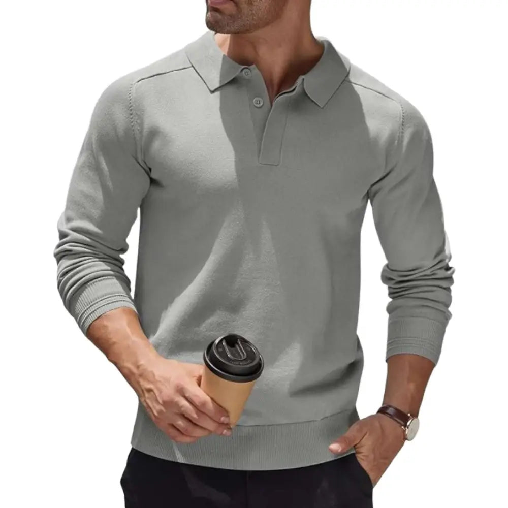 Personalised Men Jumper Long Sleeve Polo Shirts - DTF - Men’s Jumper Polo Shirt Long Sleeve