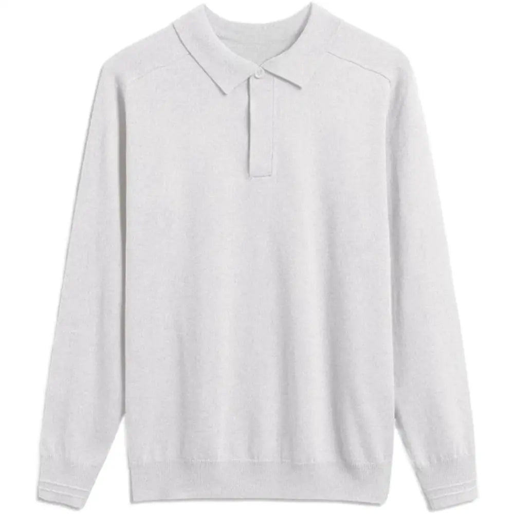 Personalised Men Jumper Long Sleeve Polo Shirts - DTF - White / XXS - Men’s Jumper Polo Shirt Long Sleeve