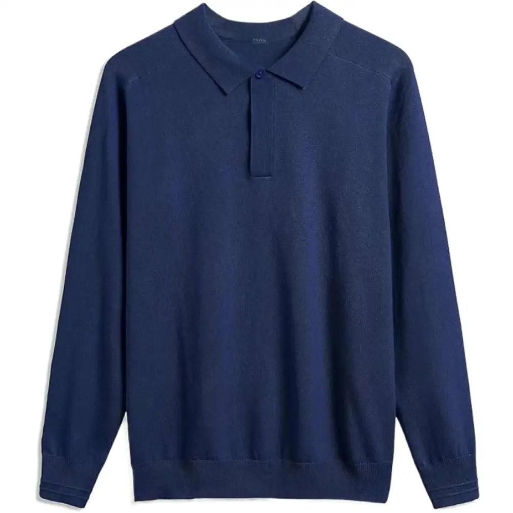 Personalised Men Jumper Long Sleeve Polo Shirts - DTF - Navy / XXS - Men’s Jumper Polo Shirt Long Sleeve