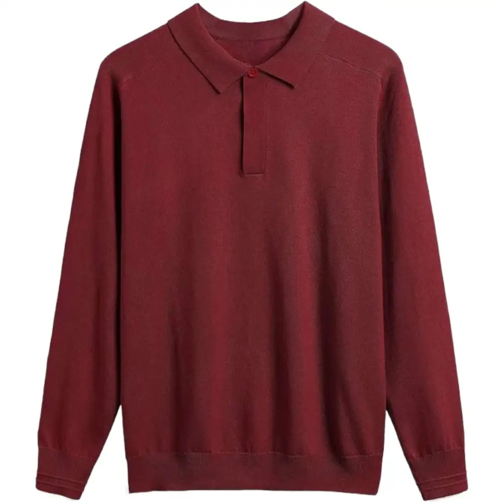 Personalised Men Jumper Long Sleeve Polo Shirts - DTF - Wine / XXS - Men’s Jumper Polo Shirt Long Sleeve