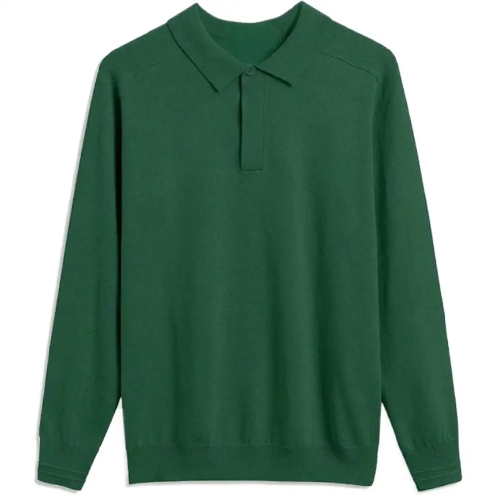 Personalised Men Jumper Long Sleeve Polo Shirts - DTF - Green / XXS - Men’s Jumper Polo Shirt Long Sleeve