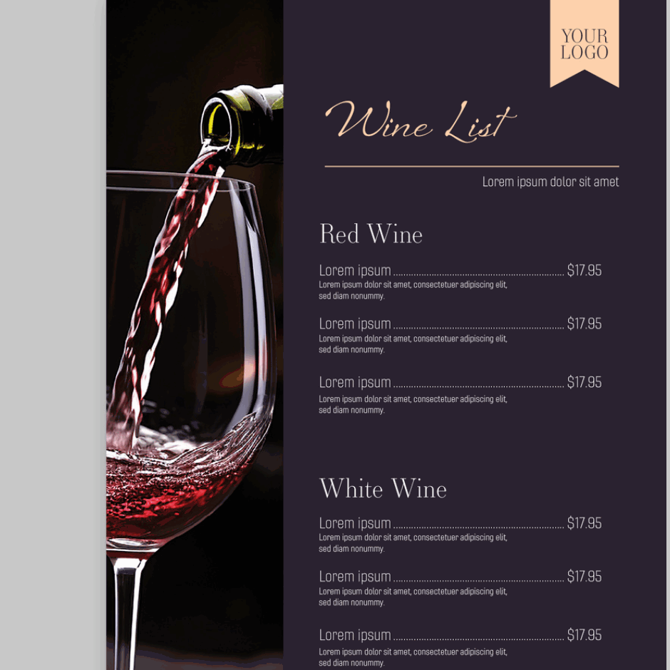 Menu Cards Design and Printing - A5 Portrait / 130gsm Silk Paper - Leaflet