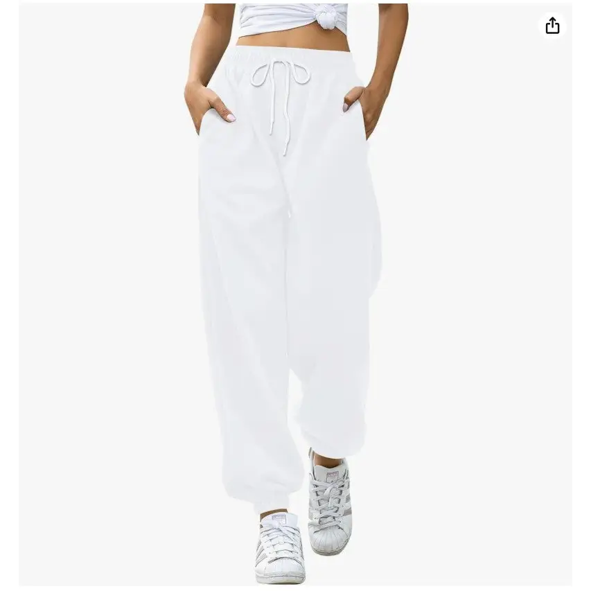 Personalised Free Fitting Elastic-Waist Sweatpants Joggers - DTF - White / XS - Baggy Elastic Waist Trousers for Casual