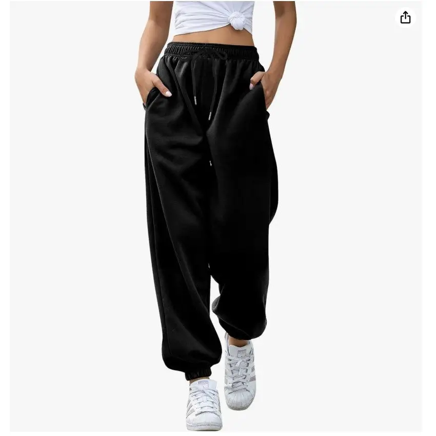 Personalised Free Fitting Elastic-Waist Sweatpants Joggers - DTF - Black / XS - Baggy Elastic Waist Trousers for Casual