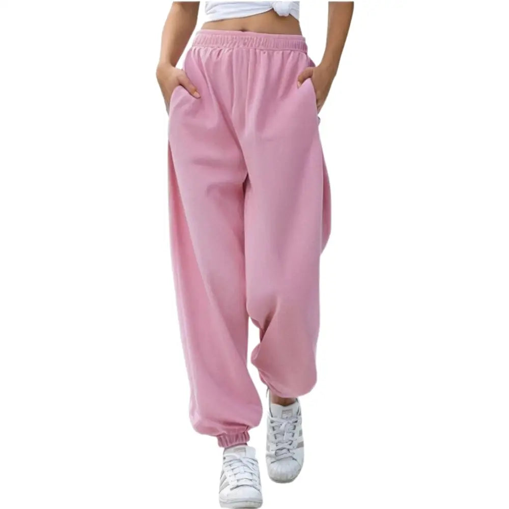 Personalised Free Fitting Elastic-Waist Sweatpants Joggers - DTF - Pink / XS - Baggy Elastic Waist Trousers for Casual