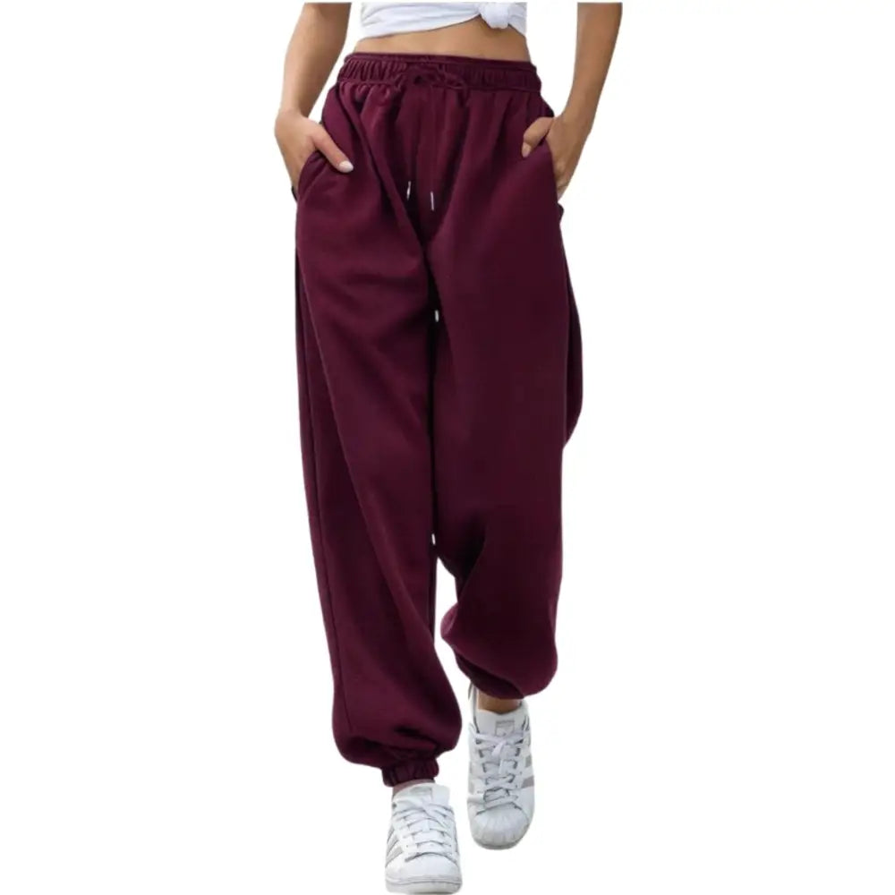 Personalised Free Fitting Elastic-Waist Sweatpants Joggers - DTF - Wine / XS - Baggy Elastic Waist Trousers for Casual