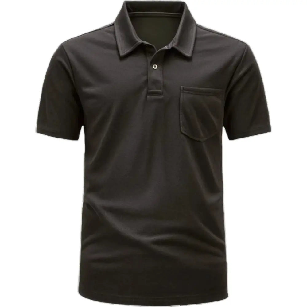 Personalised Men Short Sleeve Polo Shirts Top Pullover Regular Fit Casual Solid Color - DTF - Black / S - Men Polo