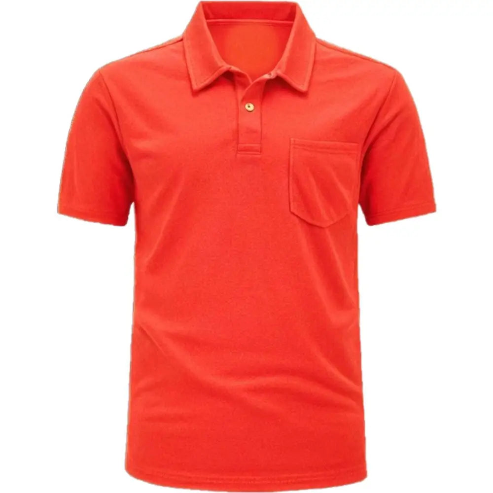 Personalised Men Short Sleeve Polo Shirts Top Pullover Regular Fit Casual Solid Color - DTF - Red / S - Men Polo Shirt