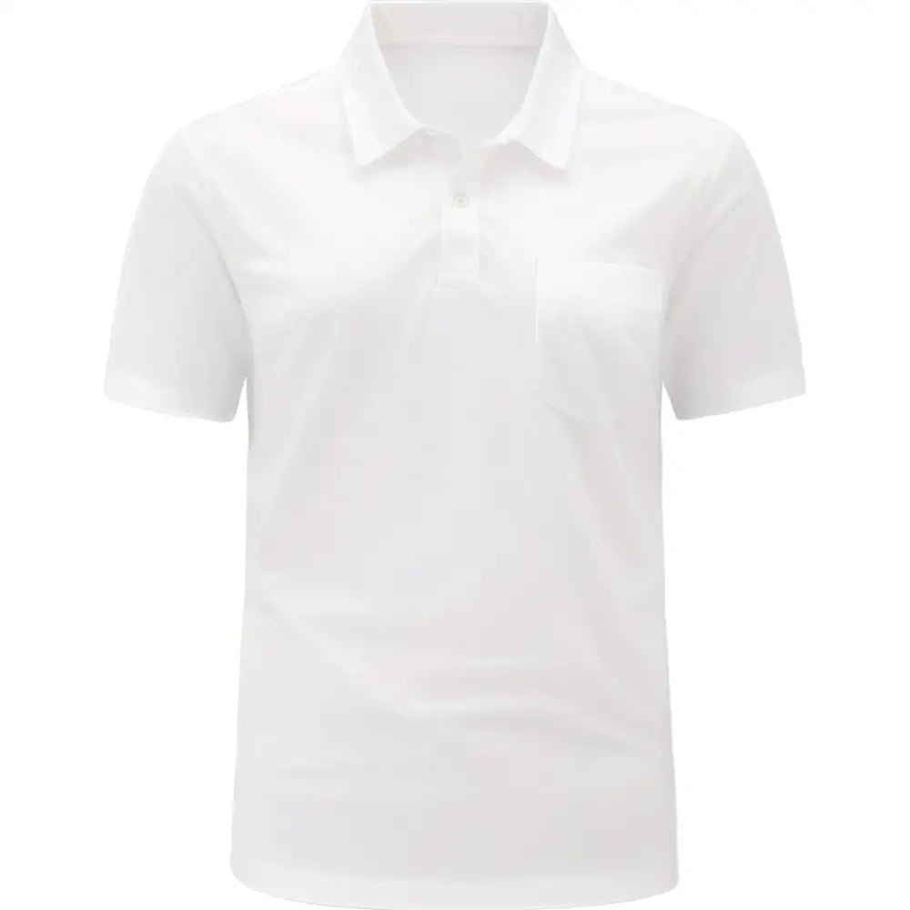 Personalised Men Short Sleeve Polo Shirts Top Pullover Regular Fit Casual Solid Color - DTF - White / S - Men Polo