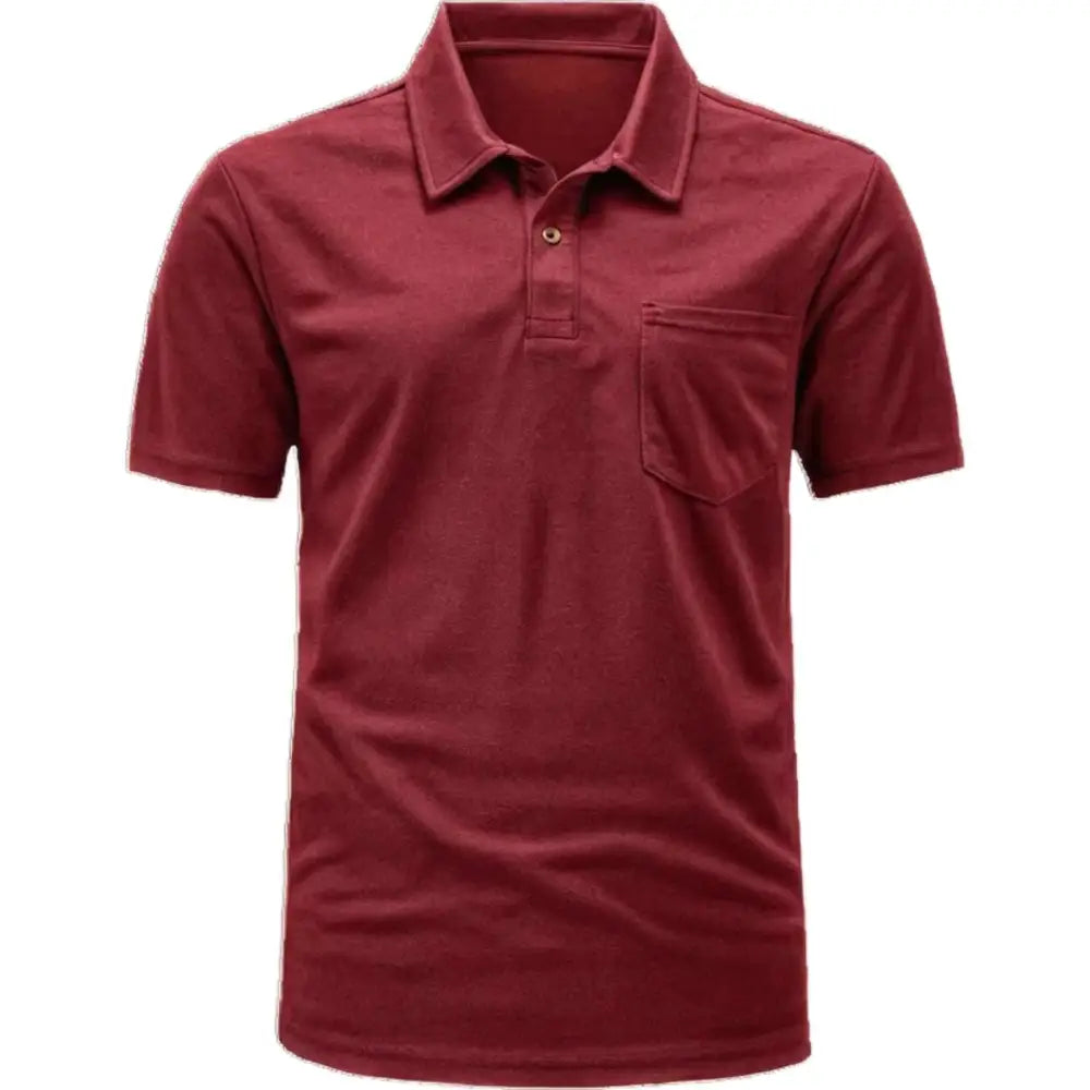 Personalised Men Short Sleeve Polo Shirts Top Pullover Regular Fit Casual Solid Color - DTF - Wine / S - Men Polo Shirt