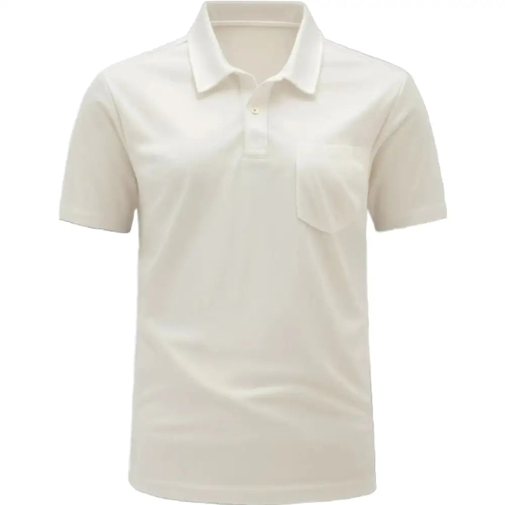 Personalised Men Short Sleeve Polo Shirts Top Pullover Regular Fit Casual Solid Color - DTF - Beige / S - Men Polo