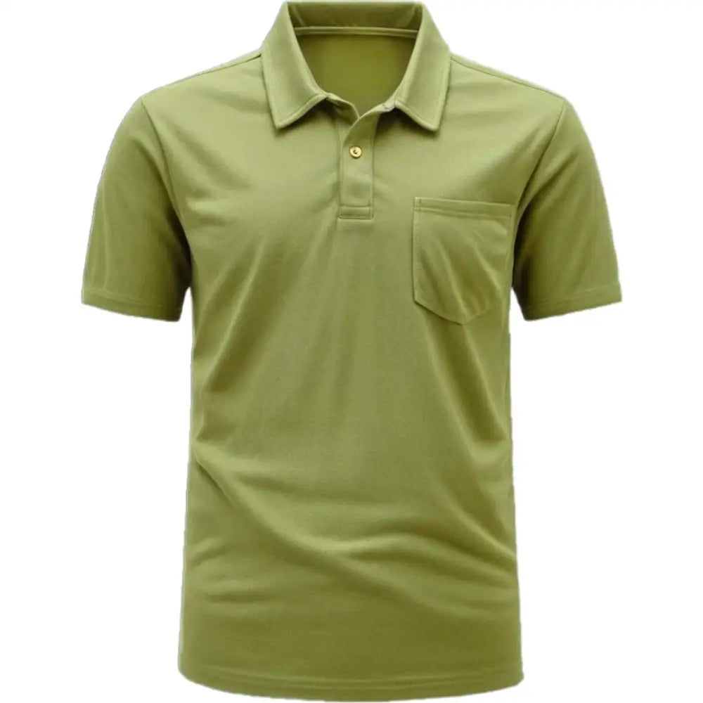 Personalised Men Short Sleeve Polo Shirts Top Pullover Regular Fit Casual Solid Color - DTF - Green / S - Men Polo