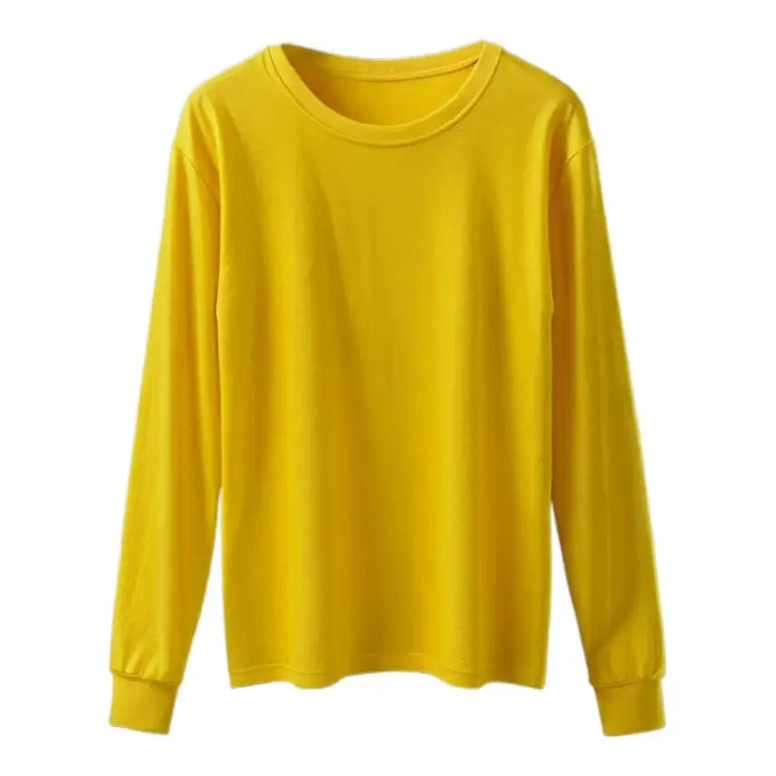 Personalised Stylish Ladies’ Long Sleeve Round Neck T-Shirts - DTF - Yellow / S - Women Round Neck T-Shirt Long Sleeve