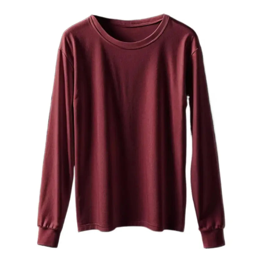 Personalised Stylish Ladies’ Long Sleeve Round Neck T-Shirts - DTF - Wine / S - Women Round Neck T-Shirt Long Sleeve