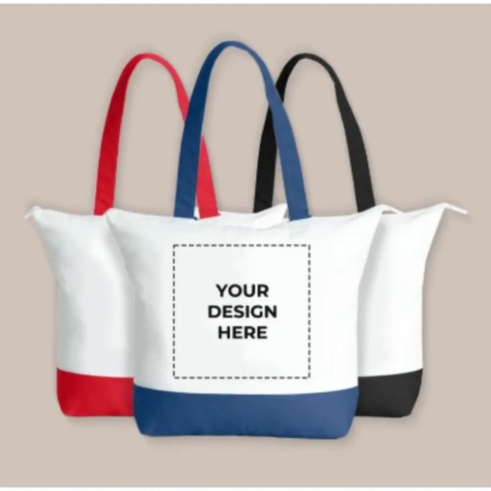 Customised Premium Cotton Zipped Tote Bags - DTF Transfer - Single Side / Small / Yellow - Tote Bag
