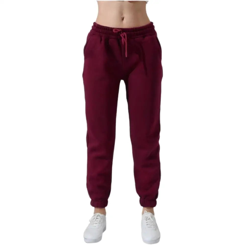Personalised Slim Elastic-Waist Ladies’ Sweatpants Joggers - DTF - Wine / XS - Elastic Waist Trousers for Casual Hip