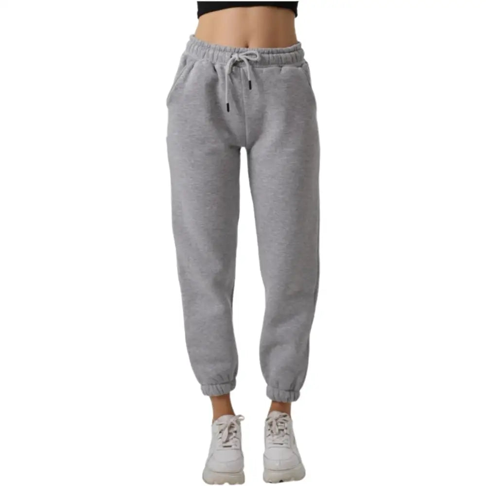 Personalised Slim Elastic-Waist Ladies’ Sweatpants Joggers - DTF - Gray / XS - Elastic Waist Trousers for Casual Hip