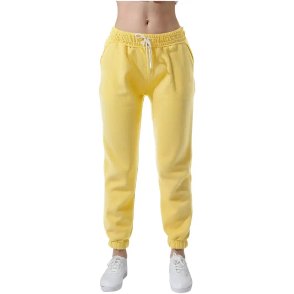 Personalised Slim Elastic-Waist Ladies’ Sweatpants Joggers - DTF - Yellow / XS - Elastic Waist Trousers for Casual Hip