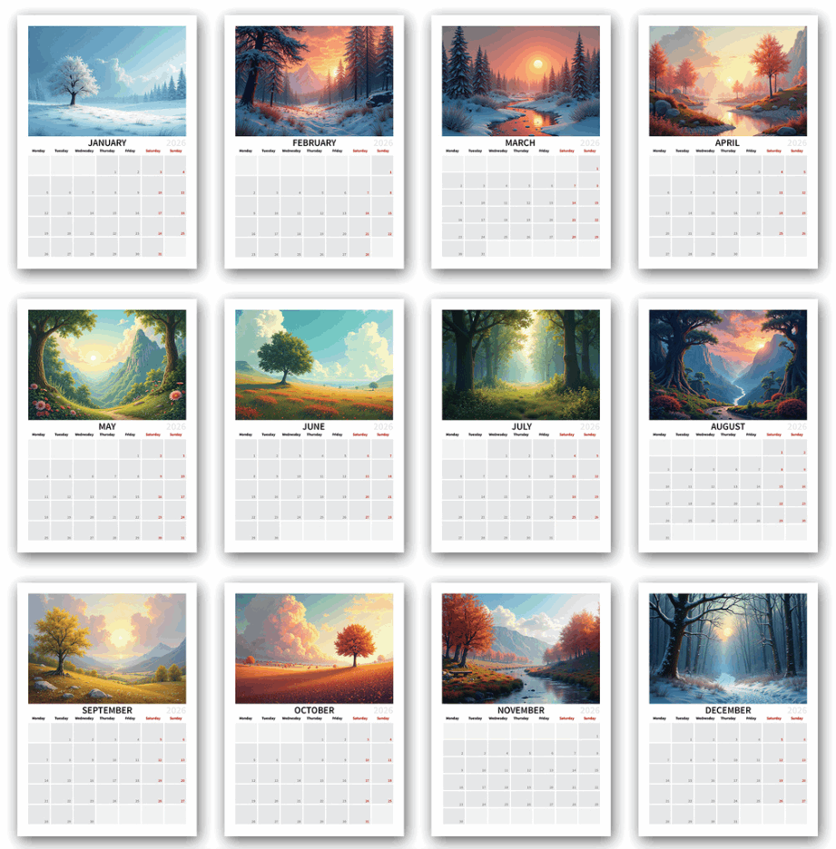 Spiral Wire-O Binding Wall Calendars Design and Printing - Calendar