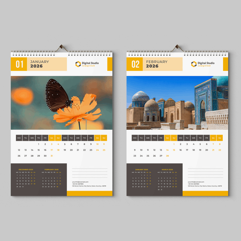 Spiral Wire-O Binding Wall Calendars Design and Printing - Calendar